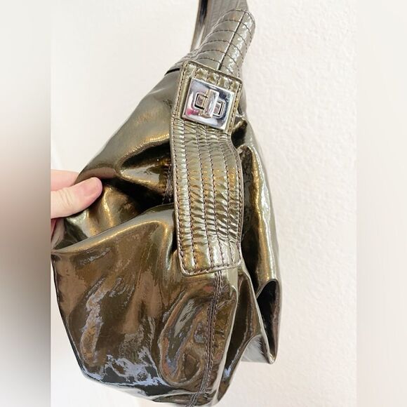 KOOBA Y2K patent leather Natasha Convertible purse army green TOTE BAG - Picture 9 of 16